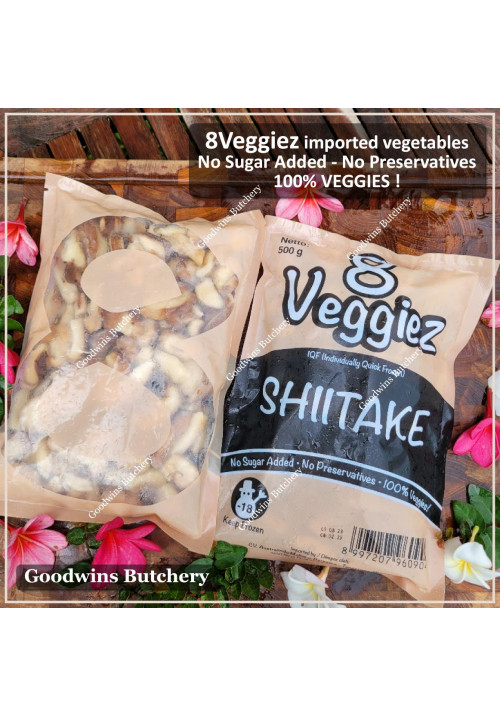 8Veggiez frozen vegetable IQF MUSHROOM SHIITAKE - JAMUR SHITAKE 500g 8 Veggiez (new packaging)